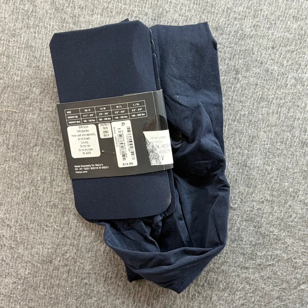 INC International Concepts Navy Blue Opaque Tights XS/S‎ Made in USA 100075010
